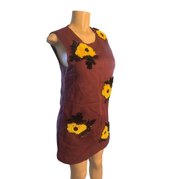 Women S Anthropologie Dhruv Kapoor Sequined Textured Floral Shift Dress Purple - Picture 1 of 6